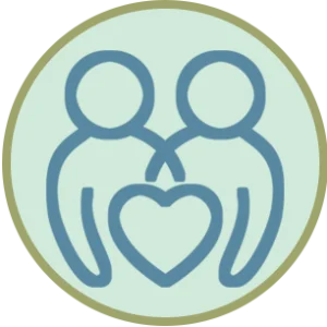 Illustration of two people with a heart between them