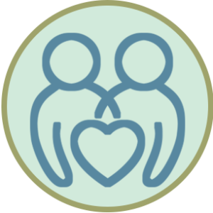 Illustration of two people with a heart between them