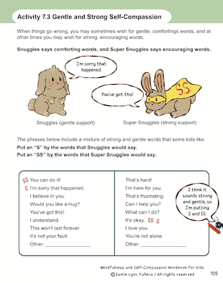 The Gentle and Strong Self-Compassion Activity from the book  Mindfulness and Self-Compassion Workbook for Kids.