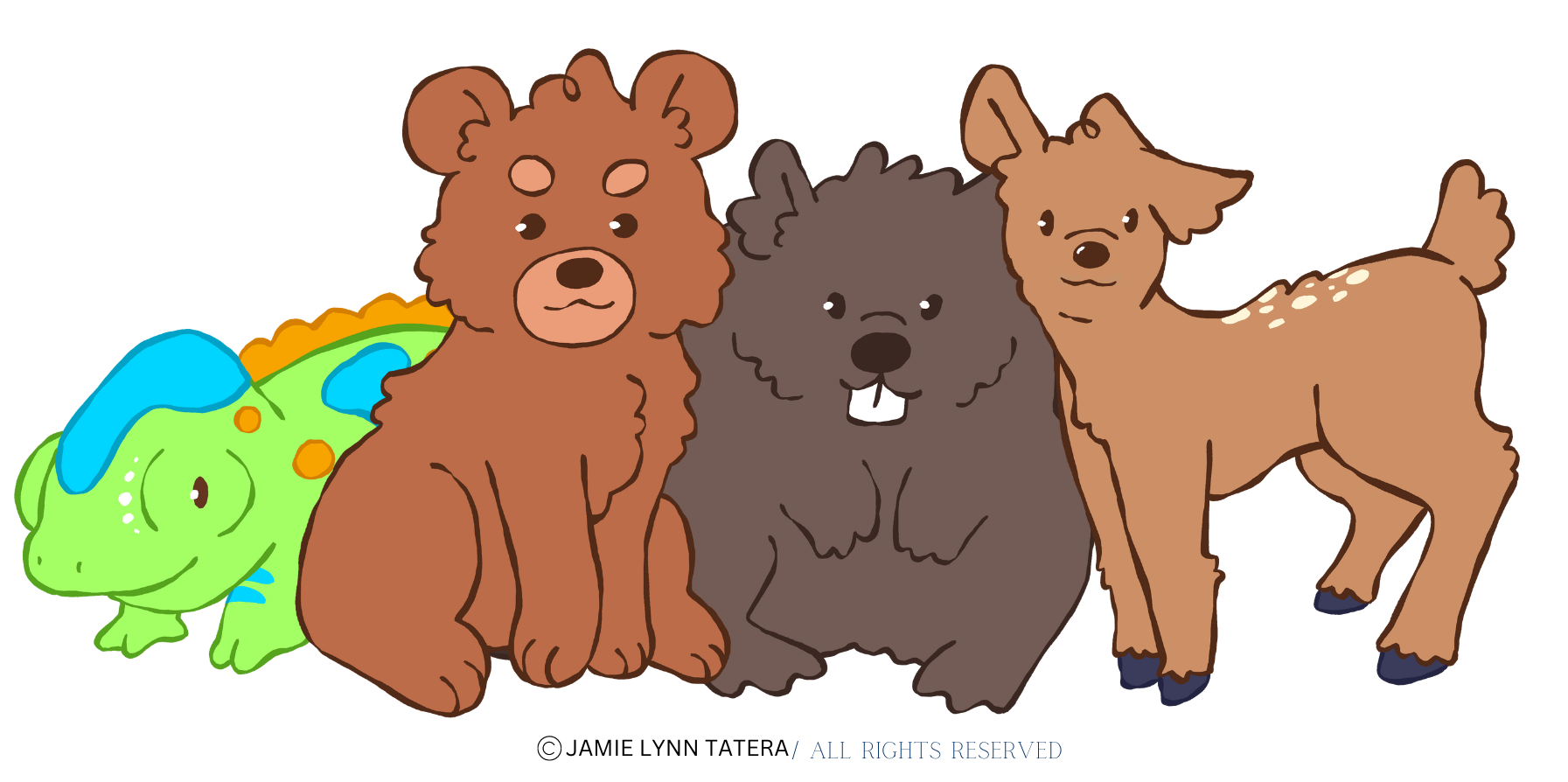 Chameleon, Bear, Beaver, and Deer - Feelings Habit Animals copyright