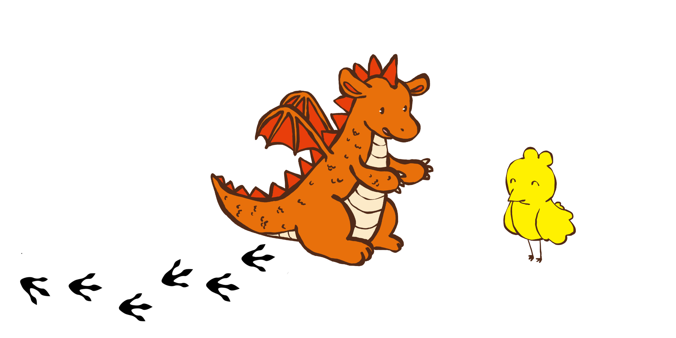 Flame the dragon and Curi the curious chick