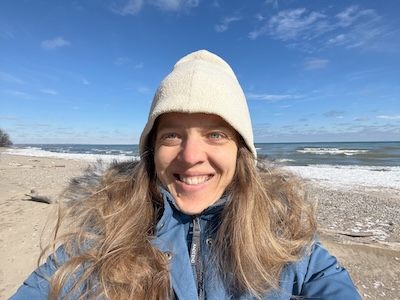 Jamie-Lynn at the frozen Lake Michigan