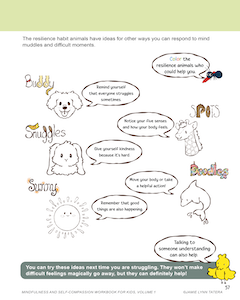 Resilience Habit Animals from the workbook for kids.