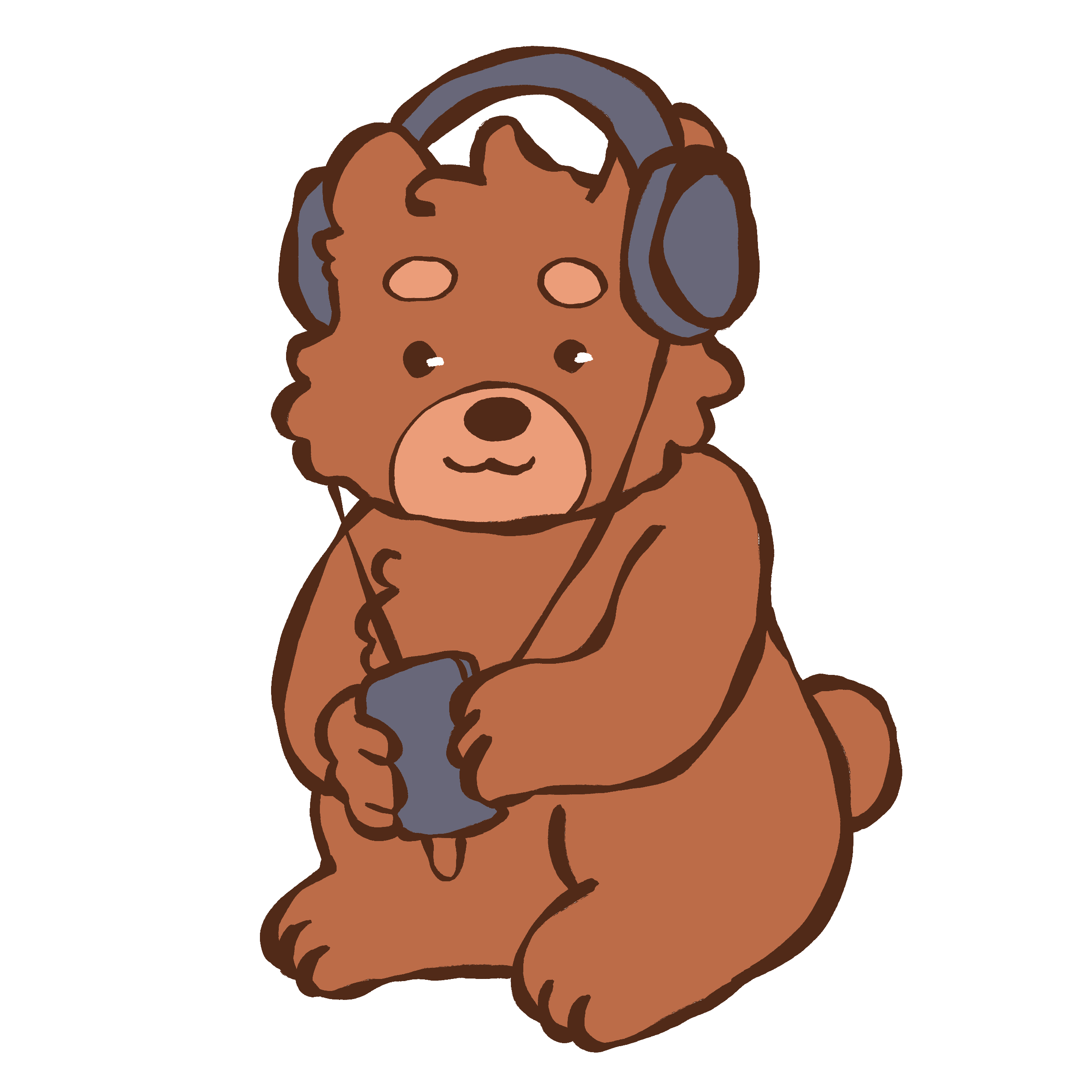 Bear wearing headphones