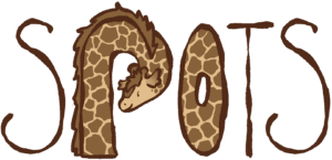 Spots the giraffe stylized name graphic, Resilience Habit Animal representing mindful awareness