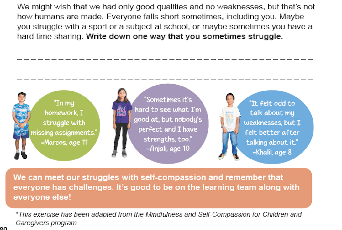 Kids Team from the Mindfulness-Self-Compassion-Workbook-For-Kids-Vol-2-Land-of-Self-Acceptance